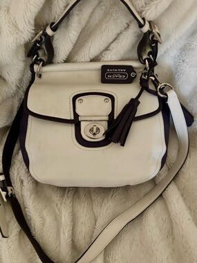 Coach WILLIS Legacy Crossbody/Satchel White & Purple ArchivaL~RARE~SEE PHOTOS